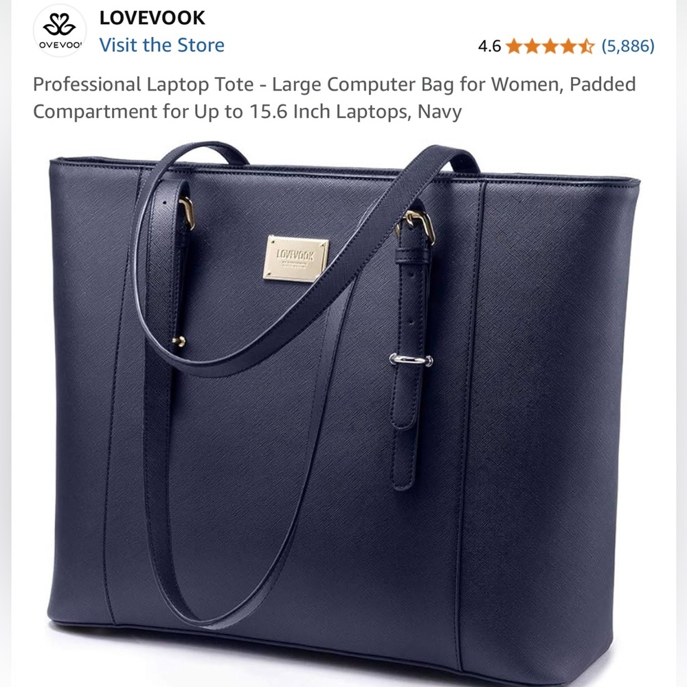 Professional Laptop Tote, Padded Compartment for Up to 15.6 Inch Laptop, Navy